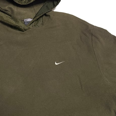 【USED】00's EURO NIKE Technical Fleece Hoodie Olive Khaki