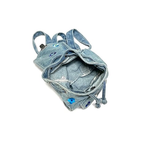 【USED】90'S-00'S FLOWER EMBROIDERY DENIM MINI BACKPACK