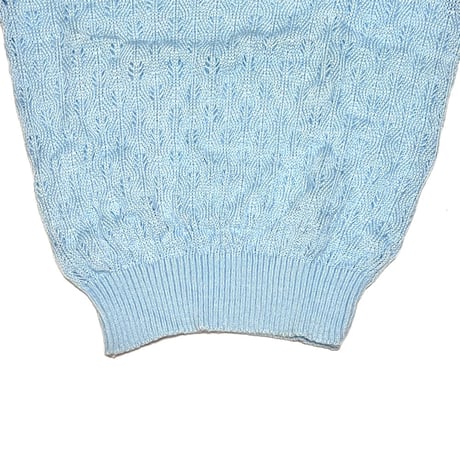 【DEAD STOCK】70's-80's ACRYLIC KNIT S/S TOP SKY BLUE