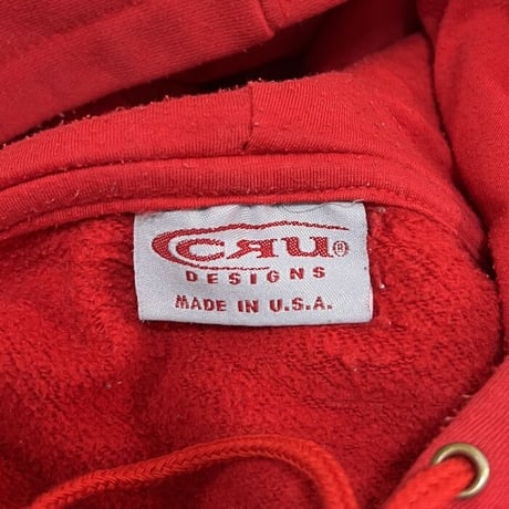 【USED】90'S CRU LOGO SWEAT PARKA RED
