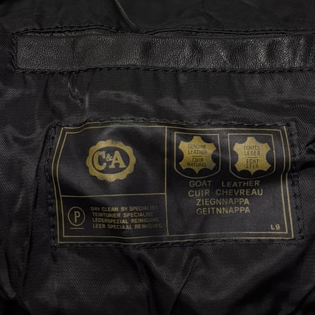 【USED】80's C&A GOAT LEATHER TRENCH COAT BLACK