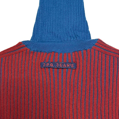 【USED】90's-00's Jean Paul Gaultier JEANS Bicolor Ribbed High-Neck Knit