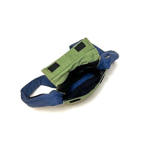 【USED】90's NEPAL BUDDHA EYE × LOTUS EMBROIDERED SHOULDER BAG MATCHA/SLATE BLUE