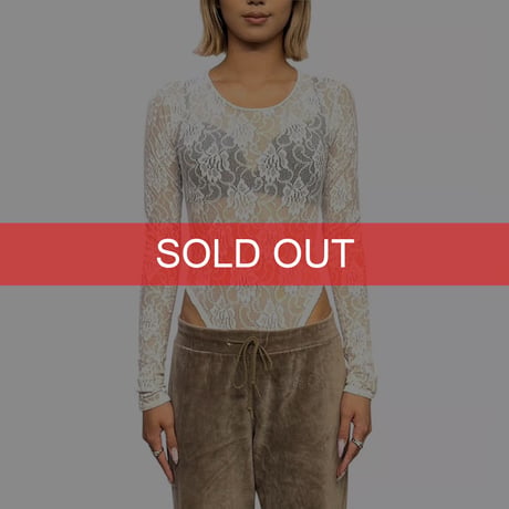 【USED】Vintage White Floral Mesh Sheer Lace Bodysuit