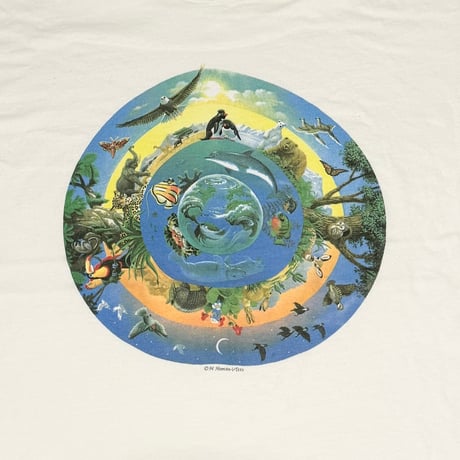 【USED】90's Human-i-Tees CIRCLE NATURE T-SHIRT