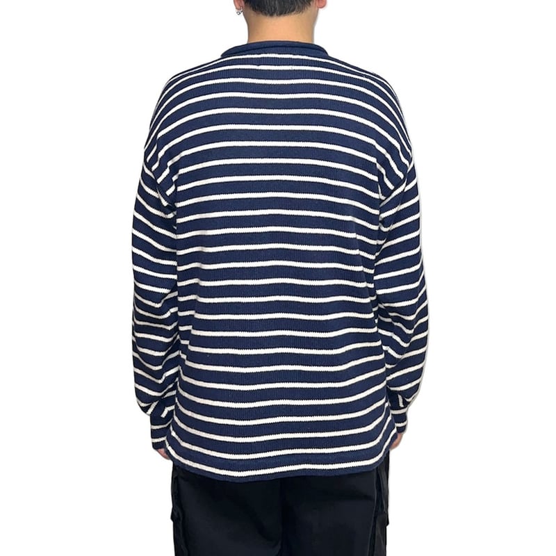 USED】90's Whaler knits BORDER ROLLNECK COTTON