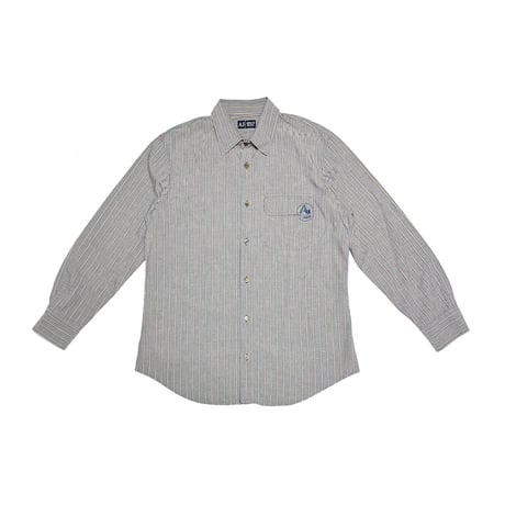【USED】00's ARMANI JEANS Stripe Shirt with AJ Seal-Stamp Flap Pocket