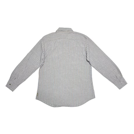 【USED】00's ARMANI JEANS Stripe Shirt with AJ Seal-Stamp Flap Pocket
