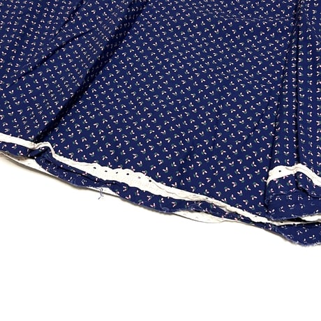 【USED】70s FLOWER BUD PATTERN LONG SKIRT NAVY