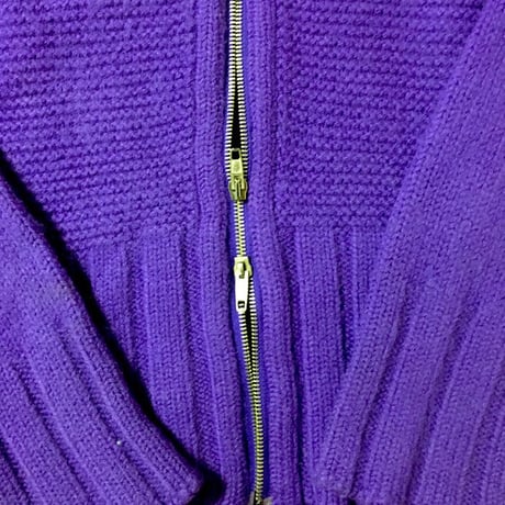【USED】90'S W&LT SILVER PATCH ZIP KNIT PURPLE