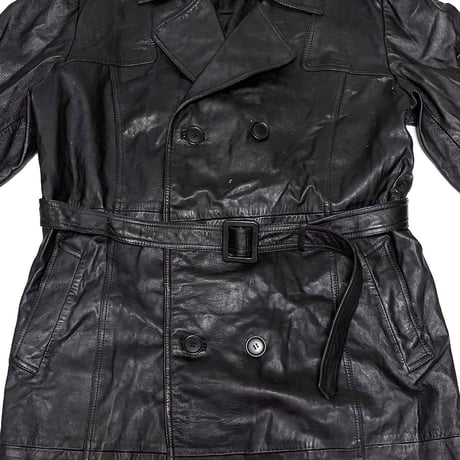 【USED】80's C&A GOAT LEATHER TRENCH COAT BLACK