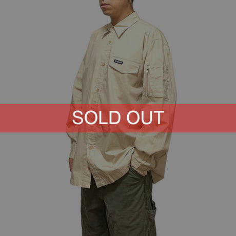 【DEAD STOCK】00'S STUSSY UTILITY POCKET SHIRT BEIGE