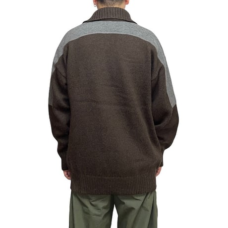 【USED】90's ARMANI JEANS TECHNO KANGAROO POCKET HI-NECK WOOL KNIT SWEATER