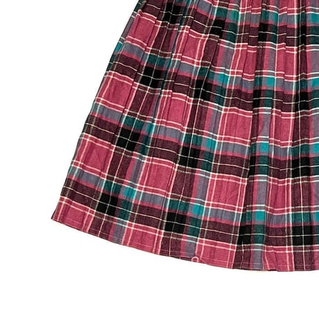 【USED】80'S WOOL PLAID PLEATED SKIRT