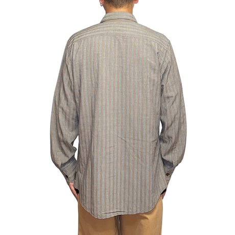 【USED】00's ARMANI JEANS Stripe Shirt with AJ Seal-Stamp Flap Pocket