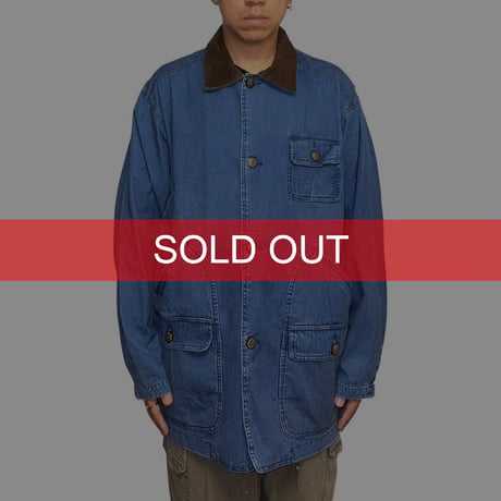 【USED】90's OLD GAP LEATHER COLLAR COVERALL JACKET