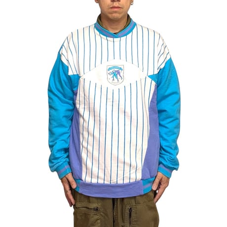 【USED】80's hummel Figure Skating Color Block Pinstripe Panel Sweatshirt