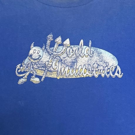 【USED】90's-00's World Industries Devil Logo Skate T-shirt Fade Blue