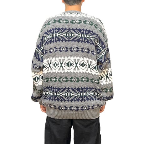 【USED】90'S OLD GAP NATIVE PATTERN COTTON KNIT SWEATER