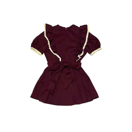 【USED】70'S BURGUNDY PEPLUM TUNIC / MINI DRESS