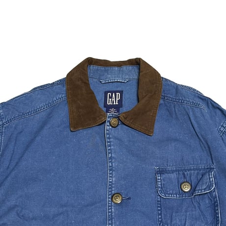 【USED】90's OLD GAP LEATHER COLLAR COVERALL JACKET