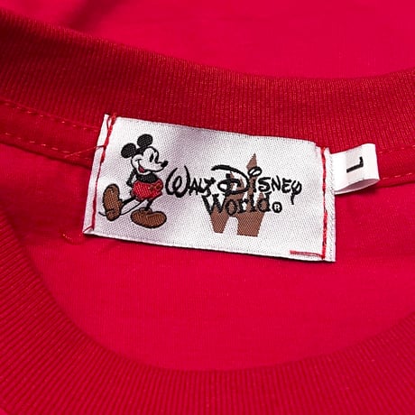 【DEAD STOCK】90's Walt Disney World MICKEY EMBROIDERED T-SHIRT RED