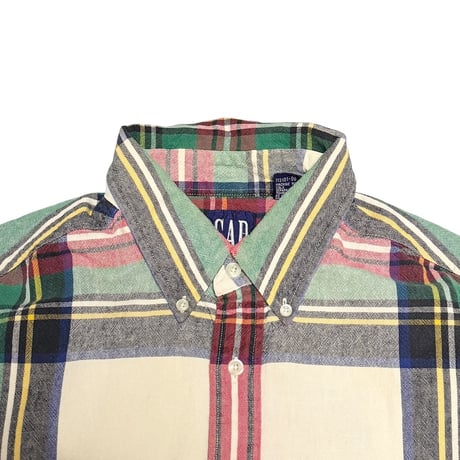 【USED】90's OLD GAP Madras Plaid Button-Down Shirt