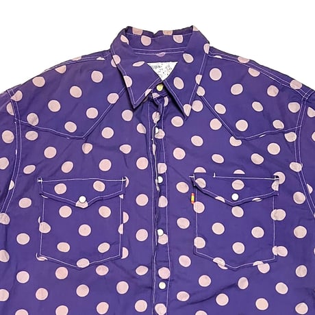 【USED】80's CIMARRON MALAGUENA POLKA DOT PATTERN WESTERN SHIRT
