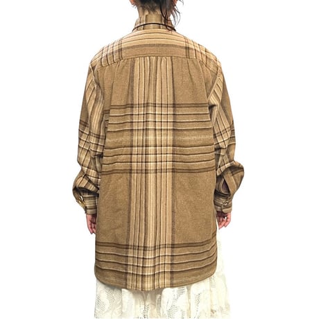 【USED】80's-90's ARMANI JEANS OVERSIZED CHECK WOOL SHIRT