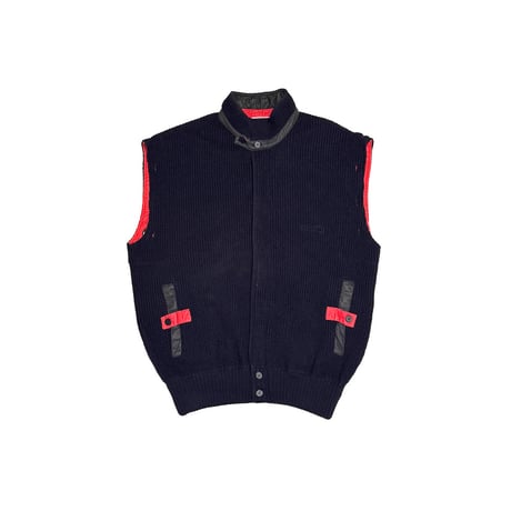 【USED】80's Italian Ribbed Knit Vest with Nylon Trim