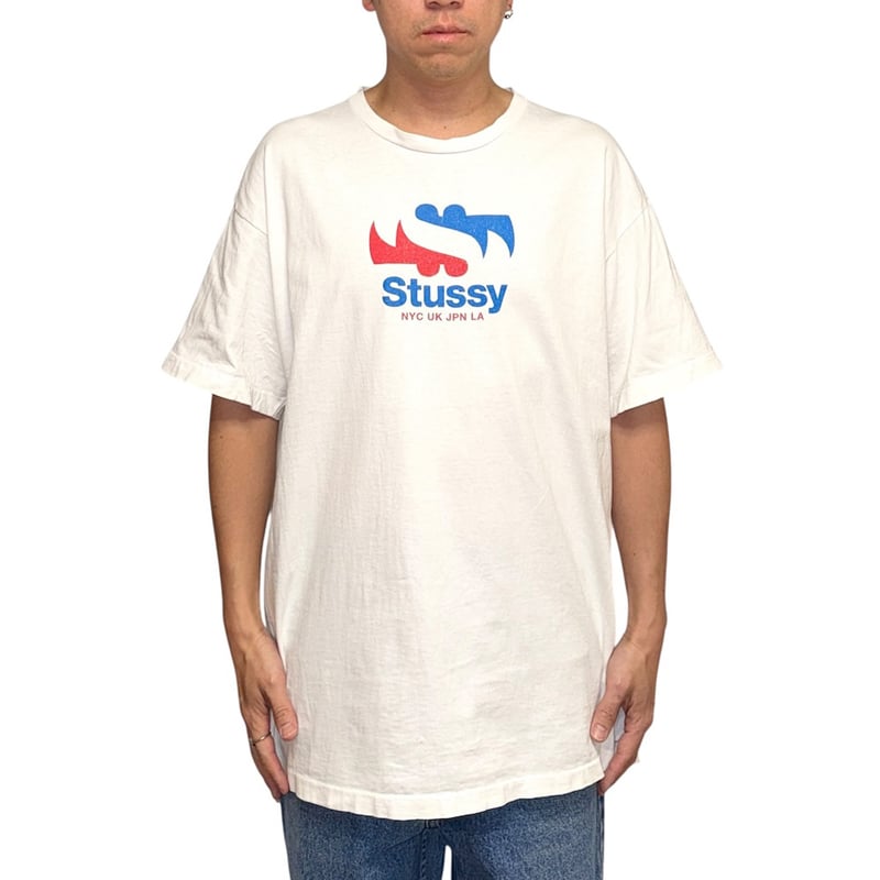 USED】90's STUSSY Global Cities Pepsi Color Gr