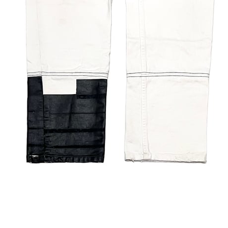 【USED】HELMUT LANG 2003SS VINTAGE BROKEN WHITE DENIM PANTS with RUBBER TAPE