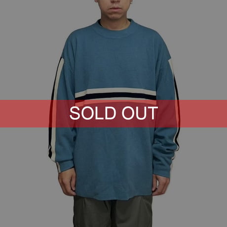 【USED】90's STUSSY LINE COTTON KNIT SWEATER MADE IN AUSTRALIA