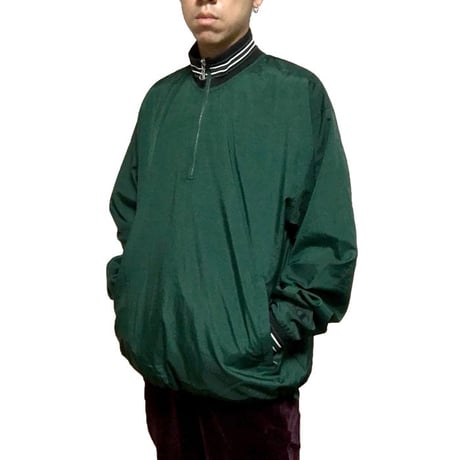 【USED】90'S CHAMPION NYLON PULLOVER JACKET GREEN