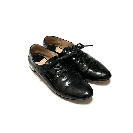 【USED】miu miu PATENT LEATHER SHOES with BIJOU DECORATION