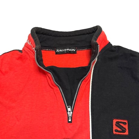 【USED】90's SALOMON "equipe" Half-Zip Cotton Cut & Sewn