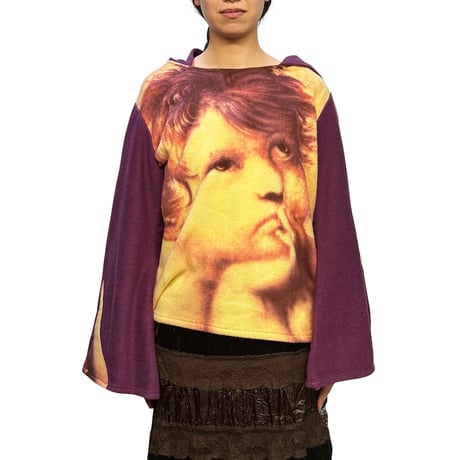 【USED】00's Painterly Graphic Witch Hood Fleece Hoodie