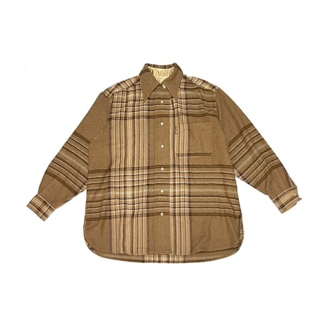 【USED】80's-90's ARMANI JEANS OVERSIZED CHECK WOOL SHIRT
