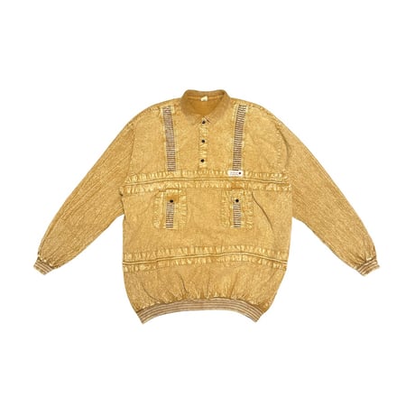 【USED】90's DIESEL Acid-Wash Unique Panel Design Pullover Shirt