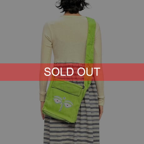 【USED】90's NEPAL BUDDHA EYE × LOTUS EMBROIDERED SHOULDER BAG LIME GREEN