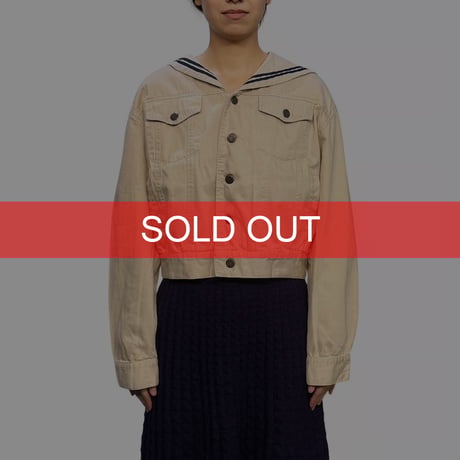 【USED】90's Hot Zone Sailor Collar Short Trucker Jacket Ivory