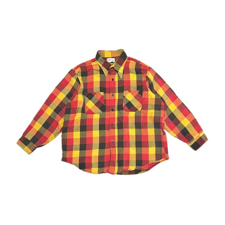 【USED】70's BIG MAC JC Penney BLOCK CHECK HEAVY FLANNEL SHIRT