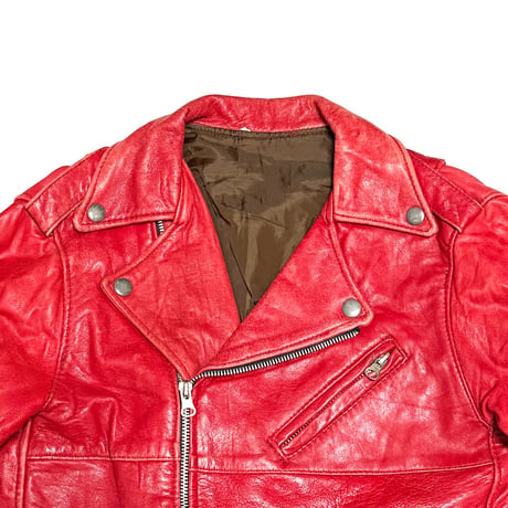 【USED】90's Red Leather Compact Double Riders Jacket