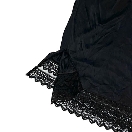 【USED】60's Perlon LINGERIE SLIP DRESS BLACK JAGGED EDGE LACE