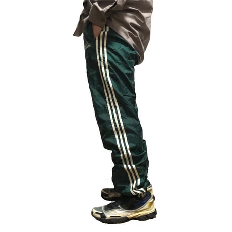 【USED】90'S ADIDAS 3-STRIPES LOGO NYLON TRACK PANTS GREEN