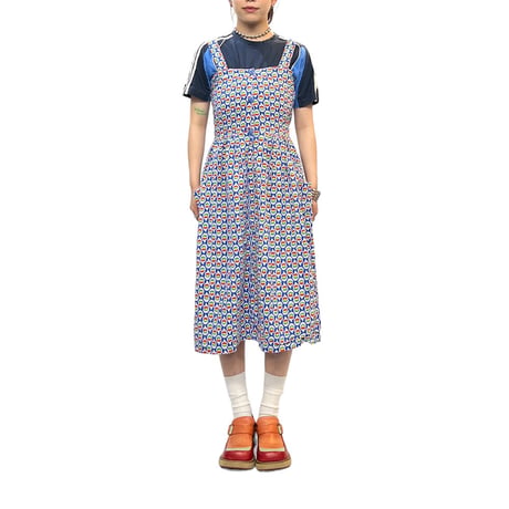 【USED】70's-80's ALLOVER PATTERN PINAFORE DRESS