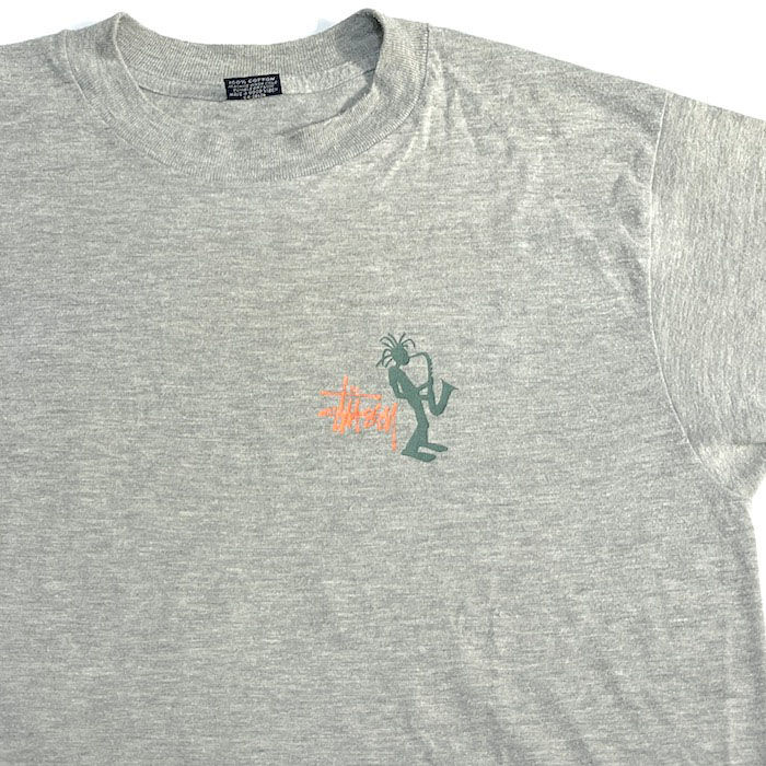 USED】90'S STUSSY SAX SHADOW MAN T-SHIRT | KONBINI USED】90'S STUSSY SAX SHADOW MAN T-SHIRT | KONBINI