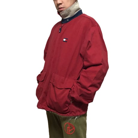 【USED】90'S TOMMY HILFIGER FLAG LOGO COTTON JACKET RED