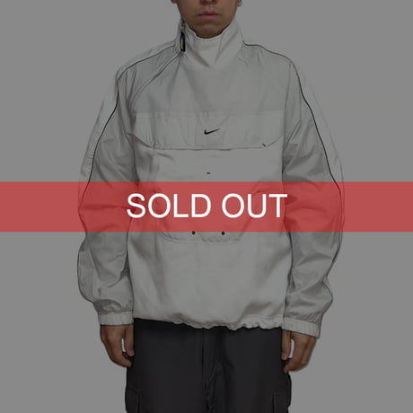 【USED】00's EURO NIKE AIR MAX DIAGONAL HALF ZIP PULLOVER NYLON JACKET