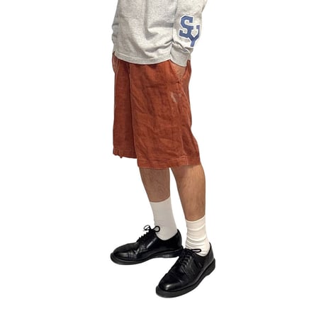 【USED】90's Paul Smith Garment-Dyed Linen Shorts Rust Tone